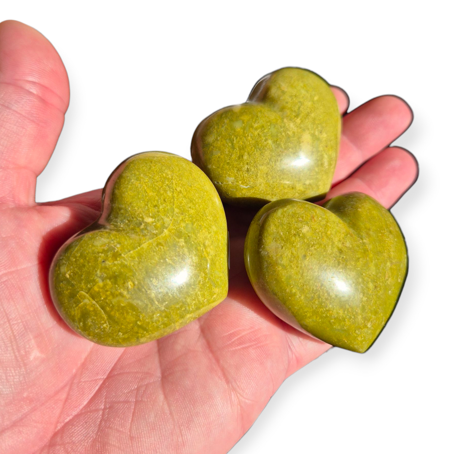 Crystals - Green Opal Polished Hearts