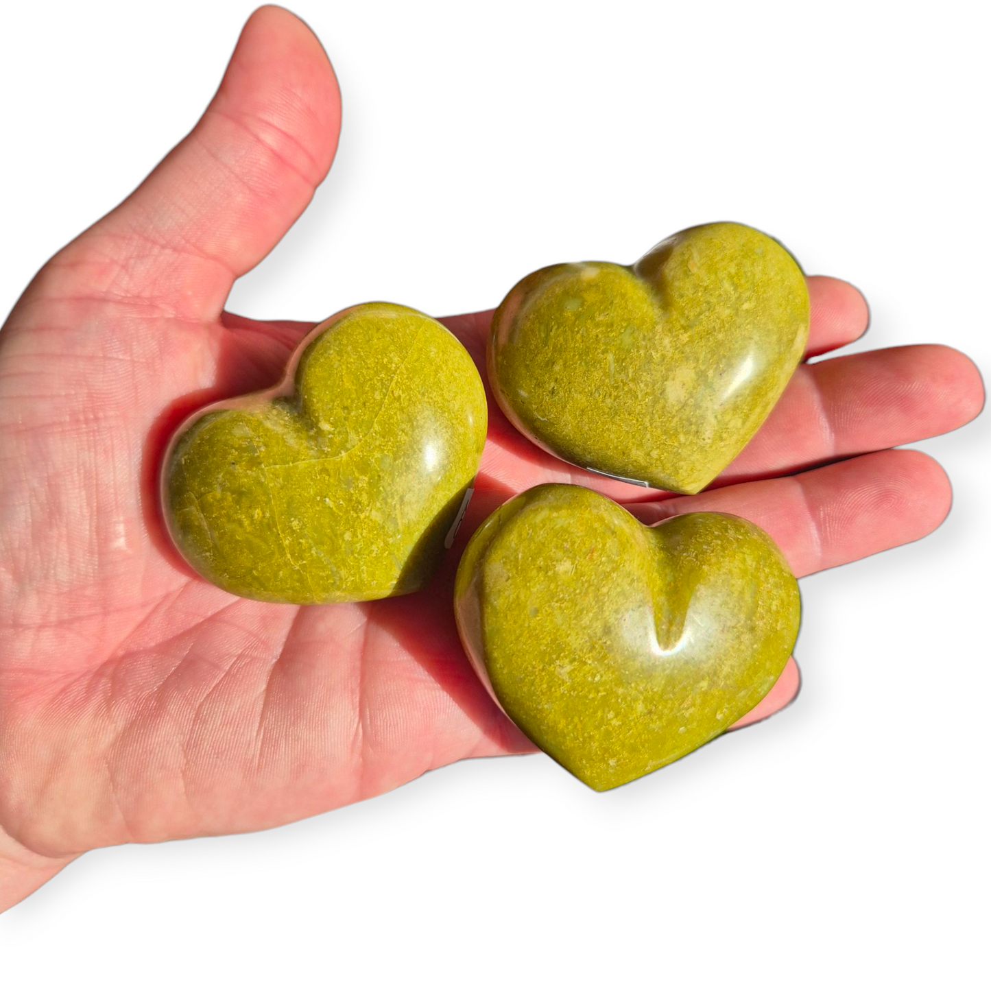 Crystals - Green Opal Polished Hearts