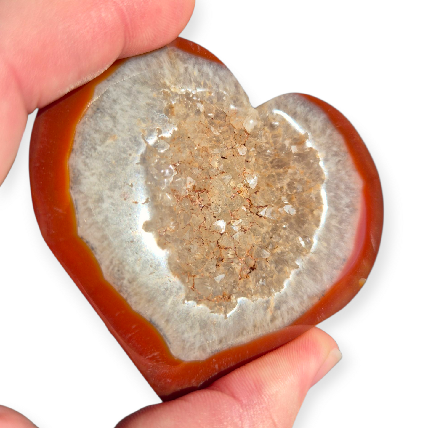 Crystals - Red Agate (with Druzy) Polished Heart