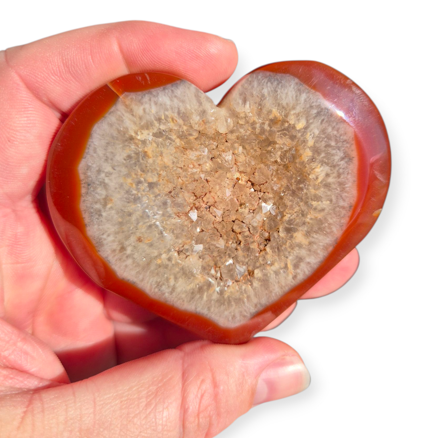 Crystals - Red Agate (with Druzy) Polished Heart