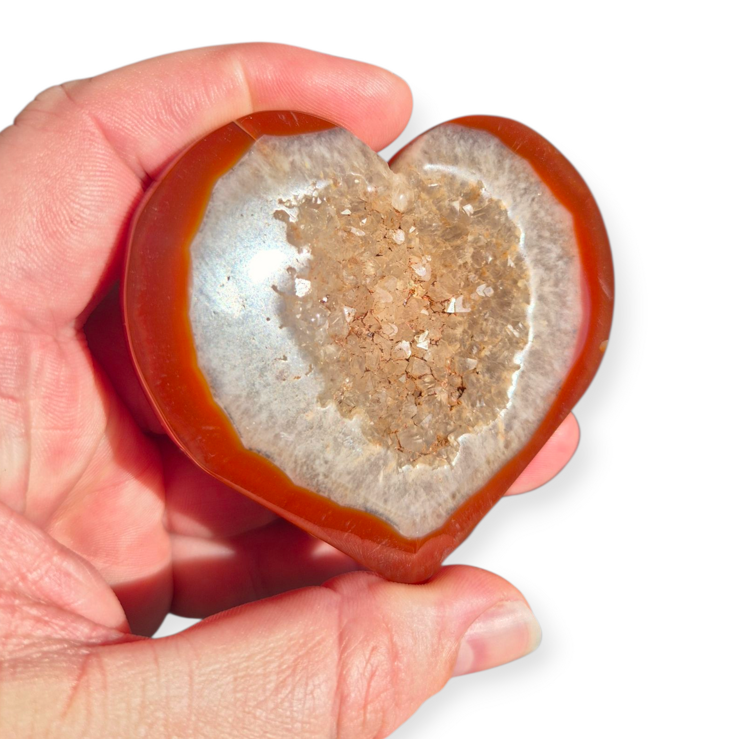 Crystals - Red Agate (with Druzy) Polished Heart