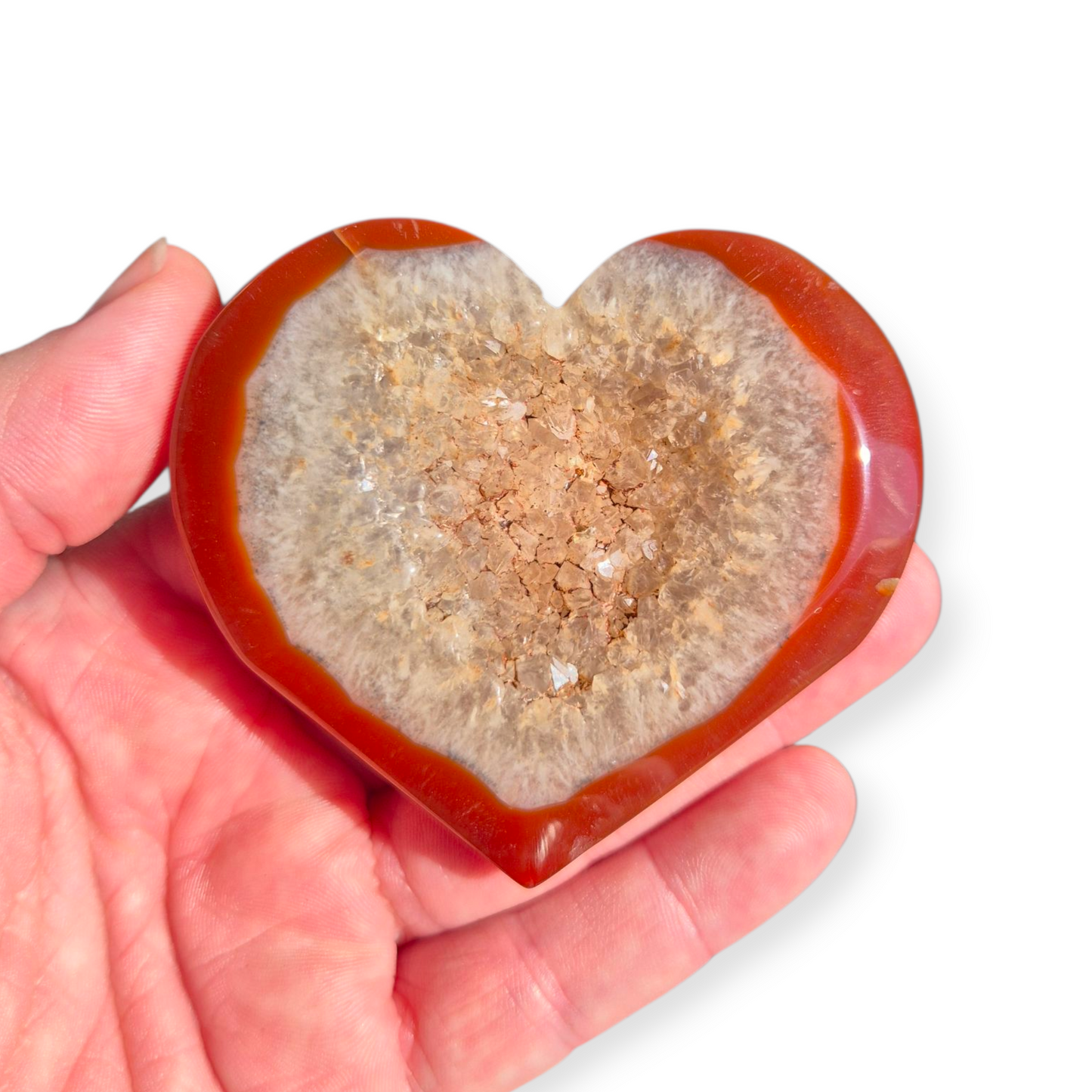 Crystals - Red Agate (with Druzy) Polished Heart