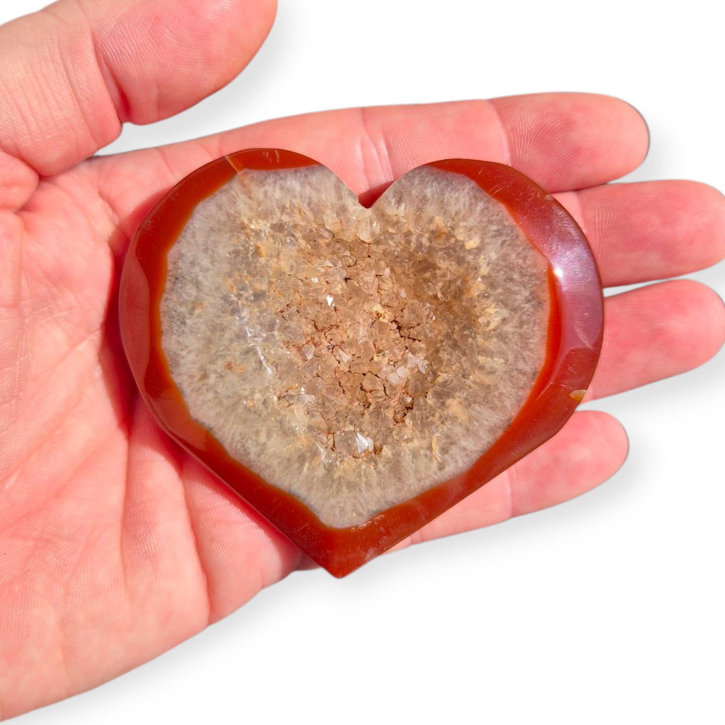Crystals - Red Agate (with Druzy) Polished Heart