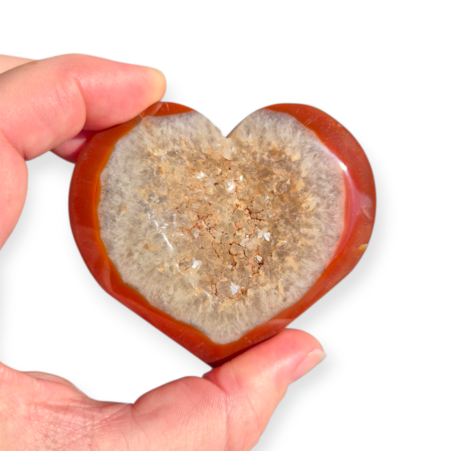 Crystals - Red Agate (with Druzy) Polished Heart