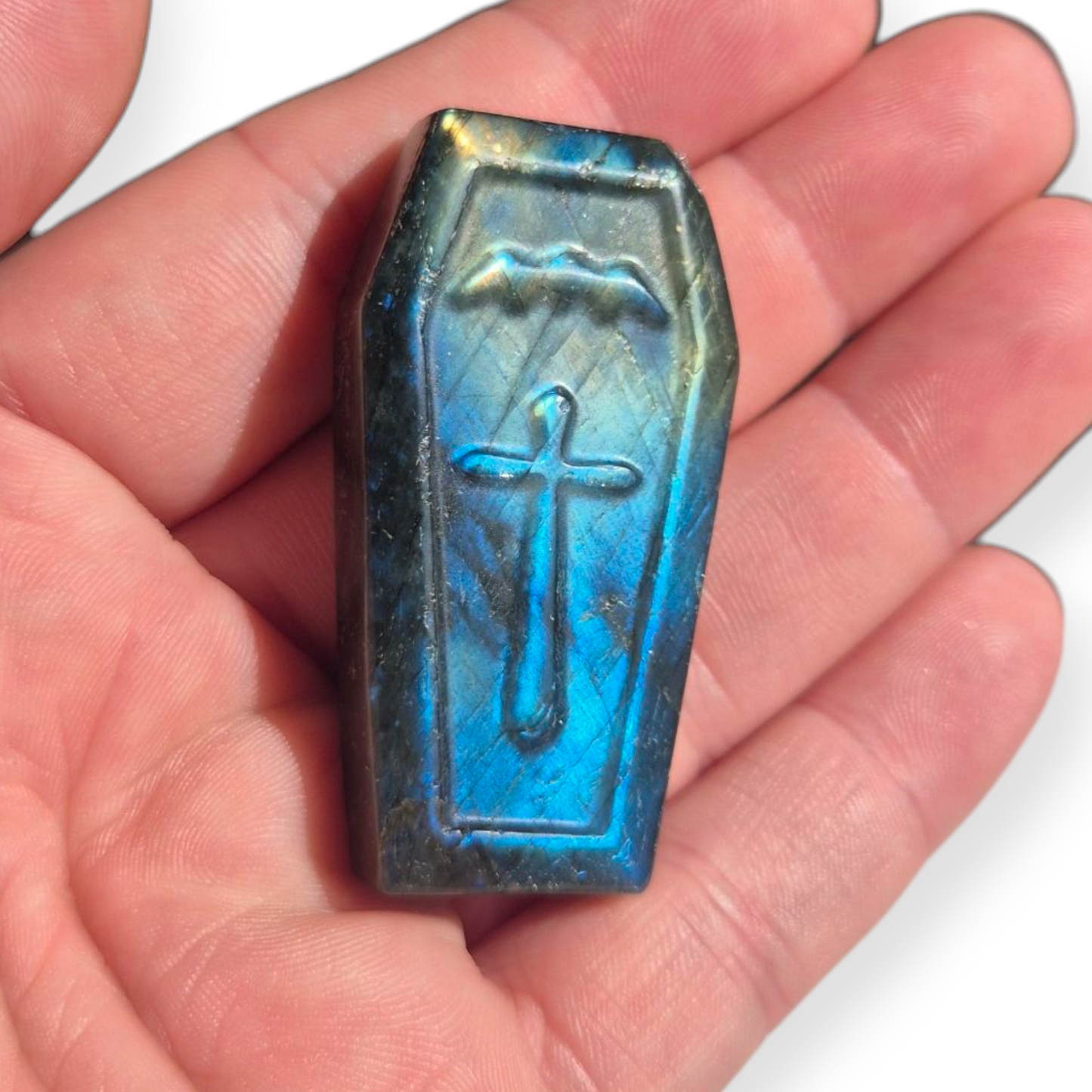 Crystals - Labradorite Coffin Carving