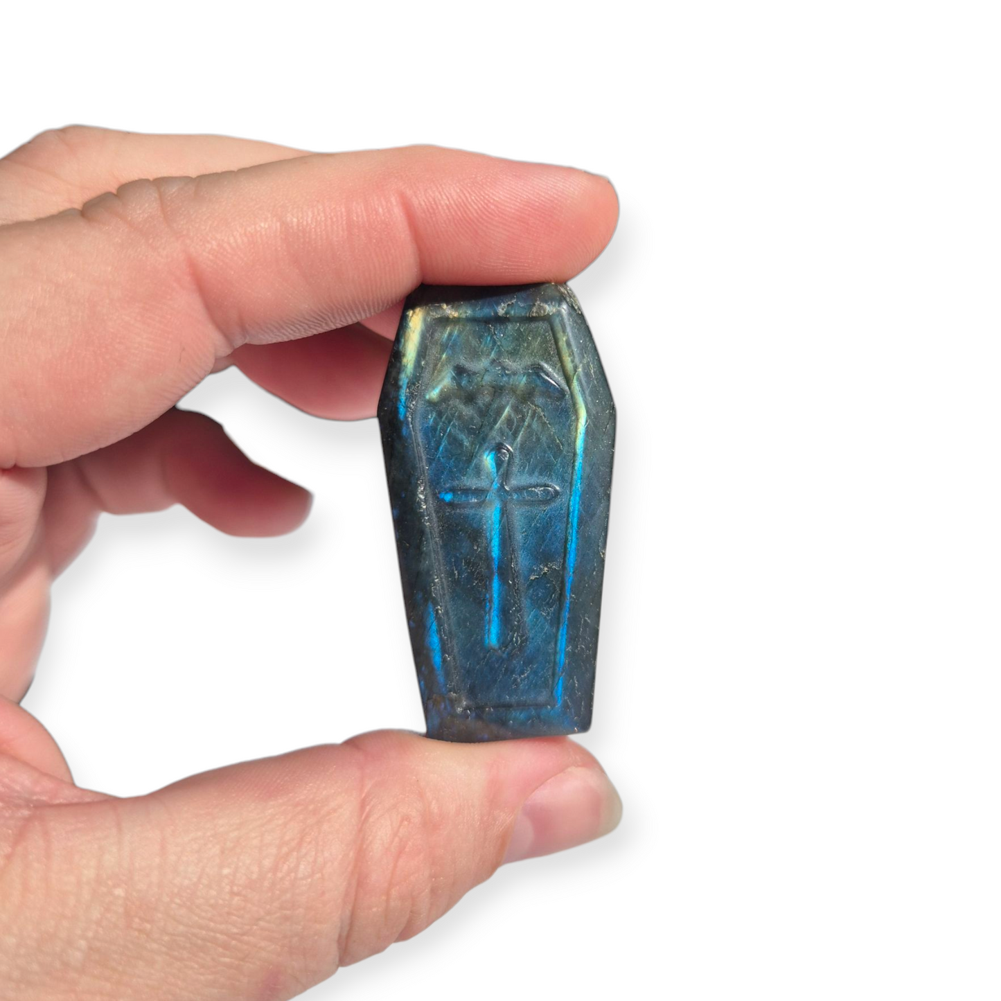 Crystals - Labradorite Coffin Carving