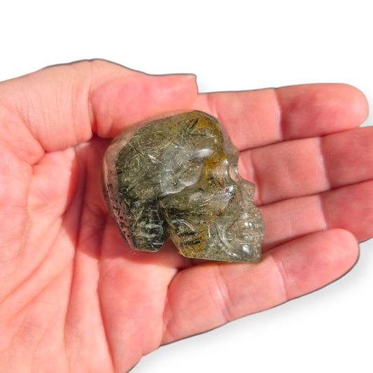 Crystals -  Epidote in Prehnite Skull