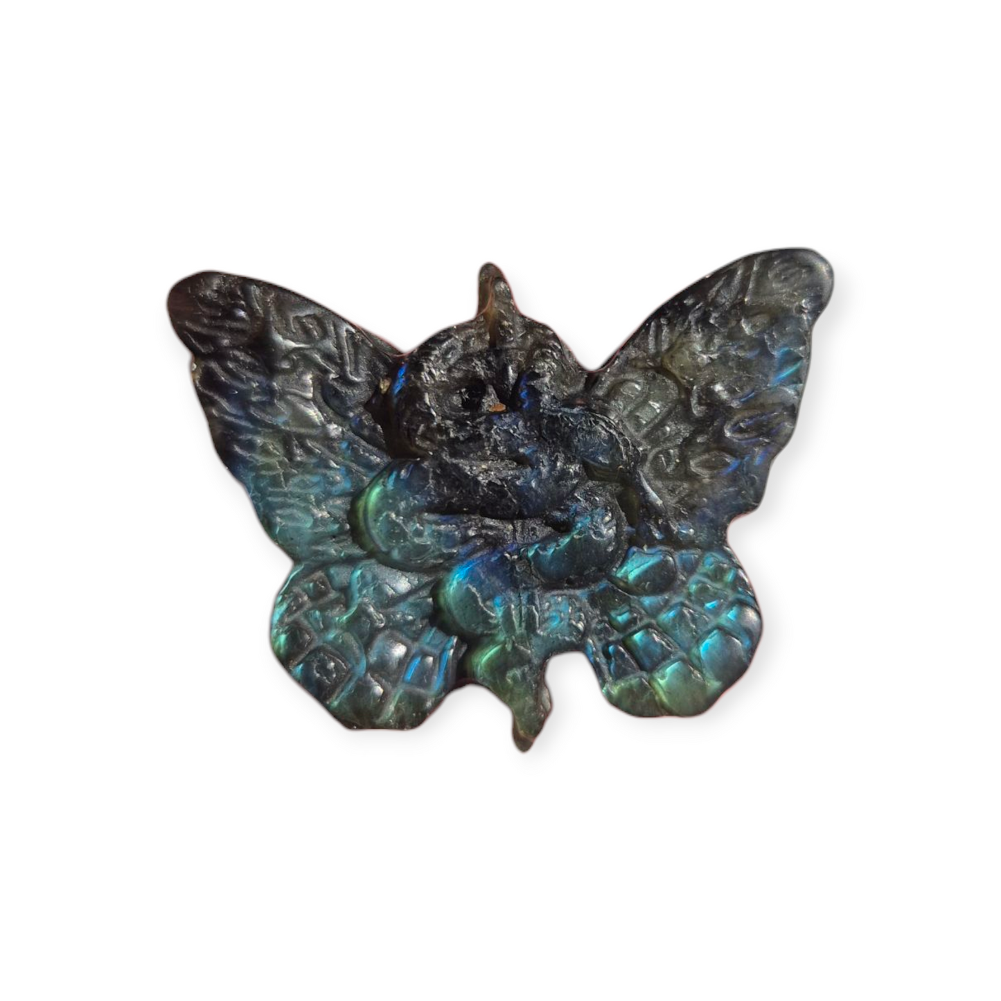 Crystals - Labradorite Butterfly with Snake Carving