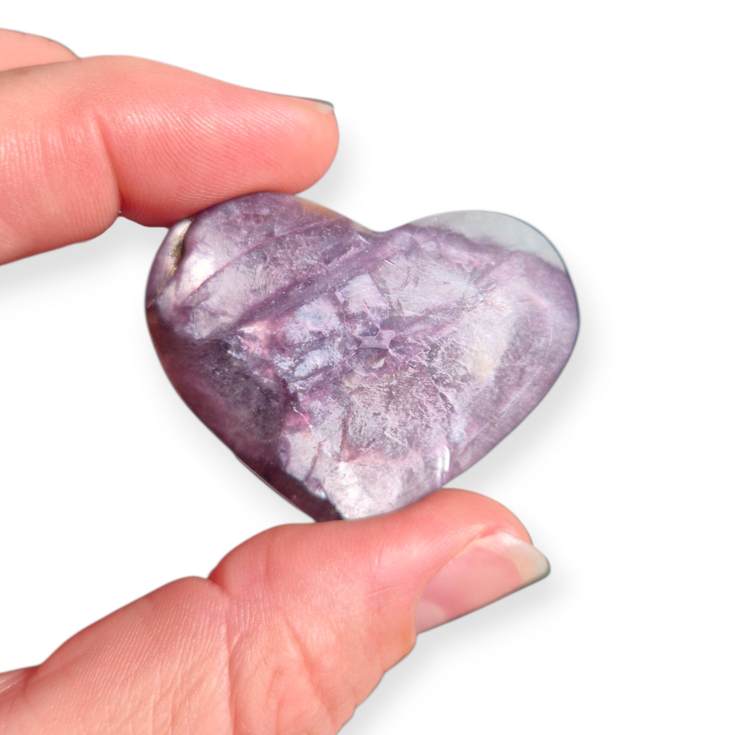 Crystals - Lepidolite (High Grade) Heart (Matte Finish)