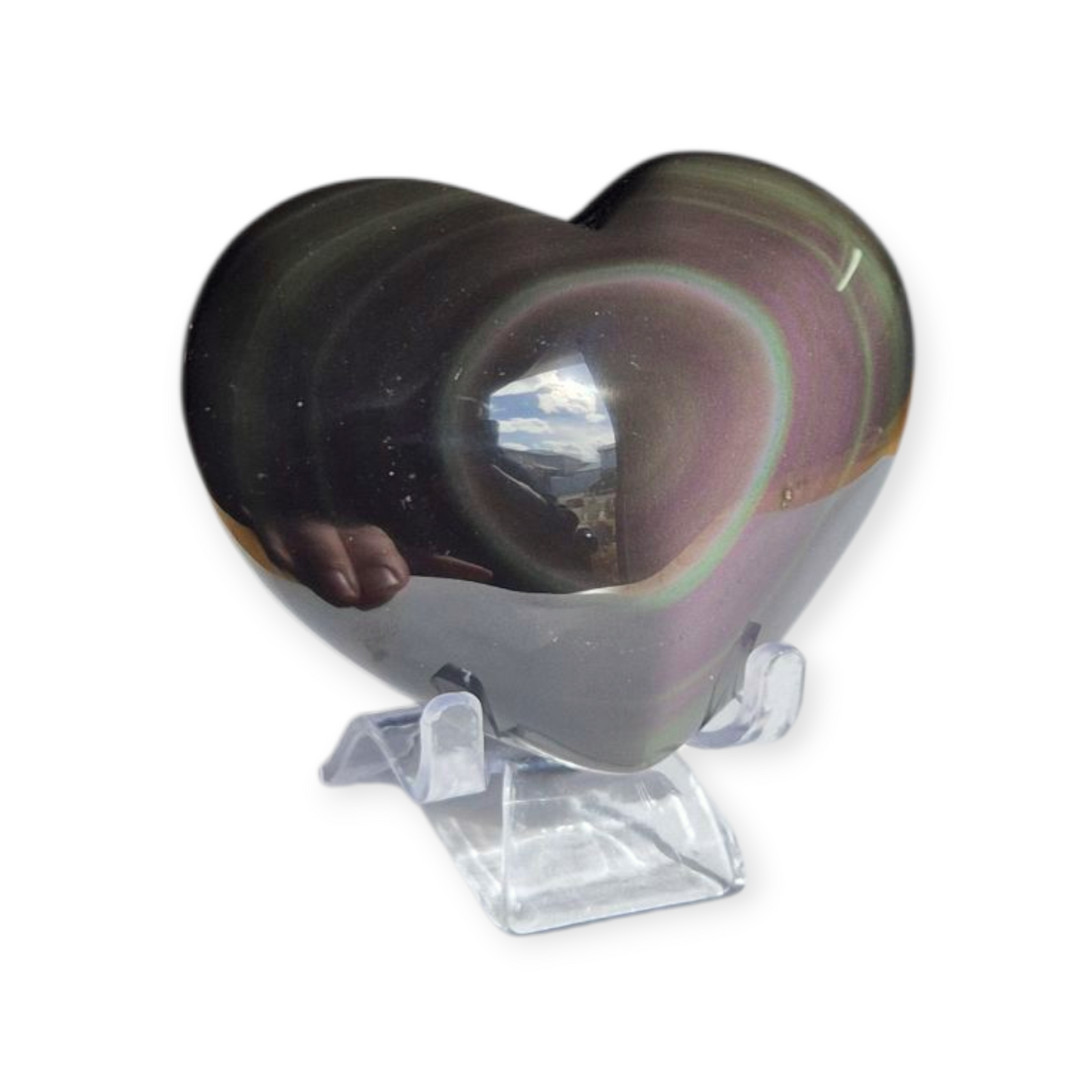 Crystals - Rainbow Obsidian Polished Heart
