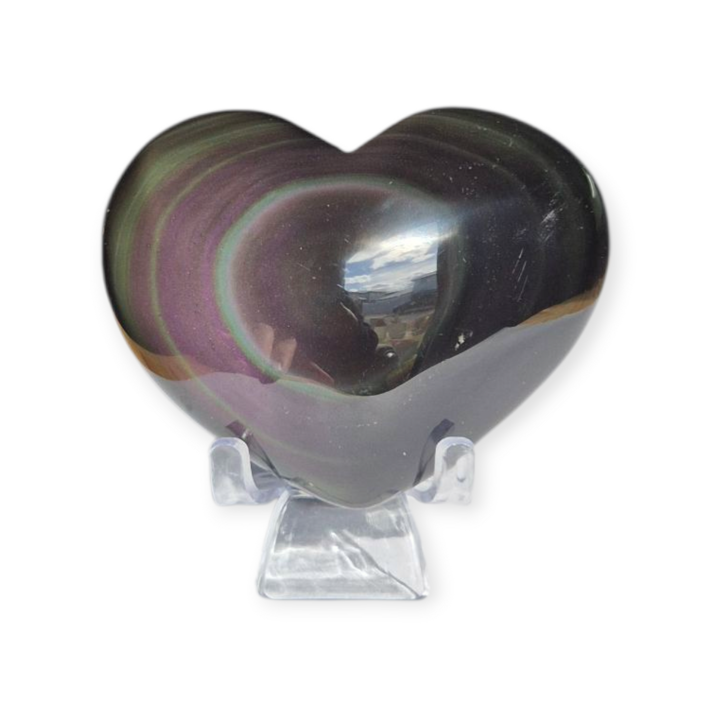 Crystals - Rainbow Obsidian Polished Heart