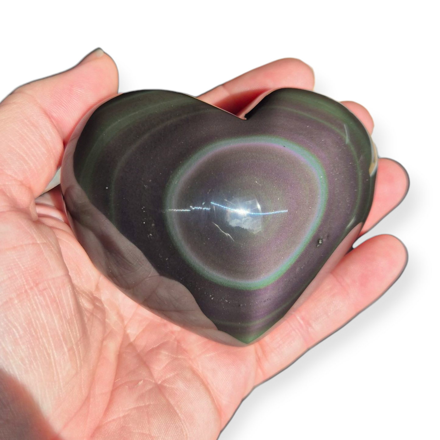 Crystals - Rainbow Obsidian Polished Heart