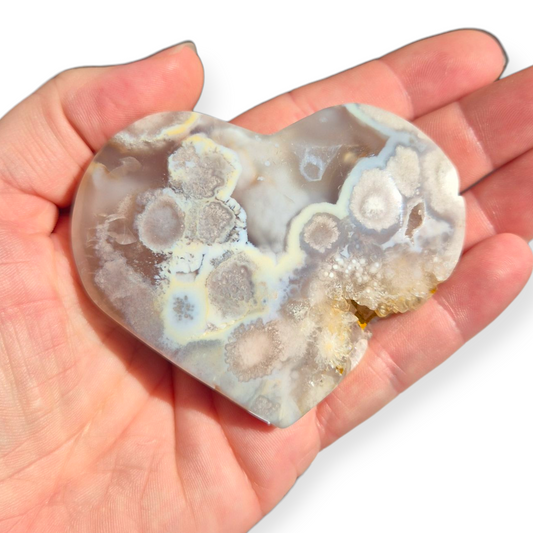 Crystals - Flower Agate Polished Heart