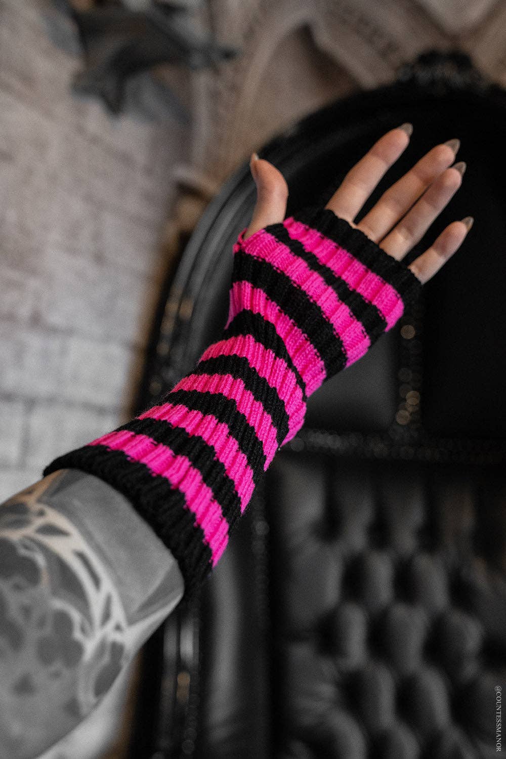 Spooky Striped Arm Warmers [Multiple Colors]: Black/Purple