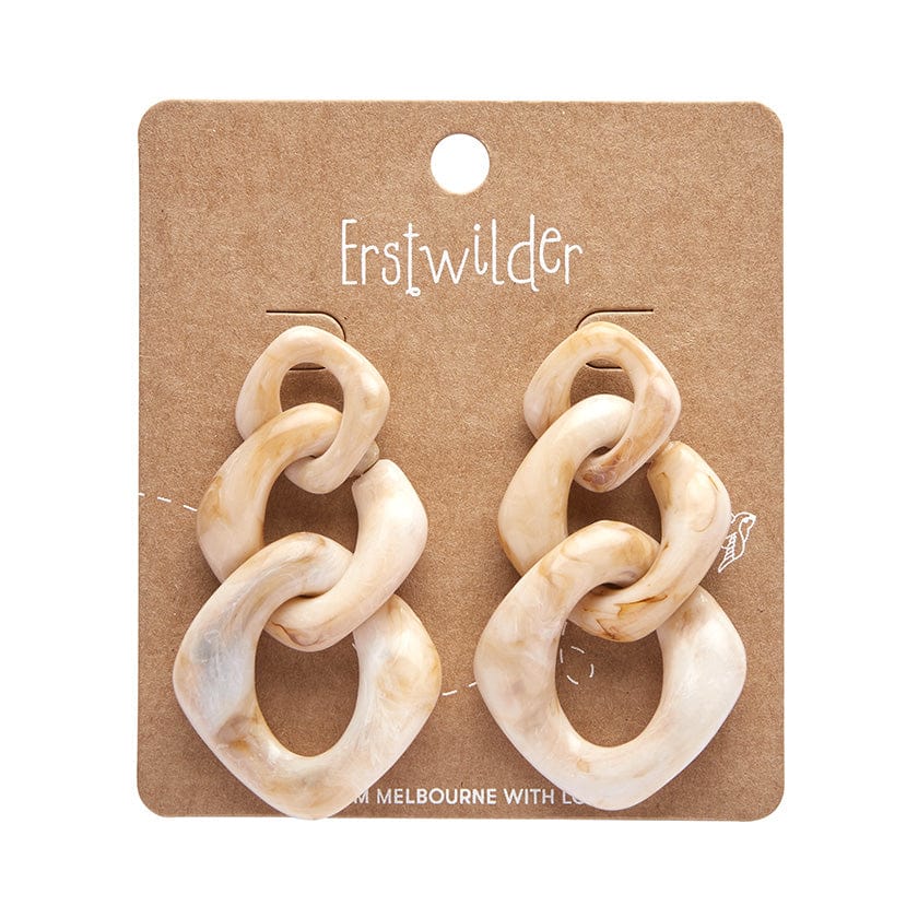 Erstwilder - Statement Marble Chain Earrings - Cream