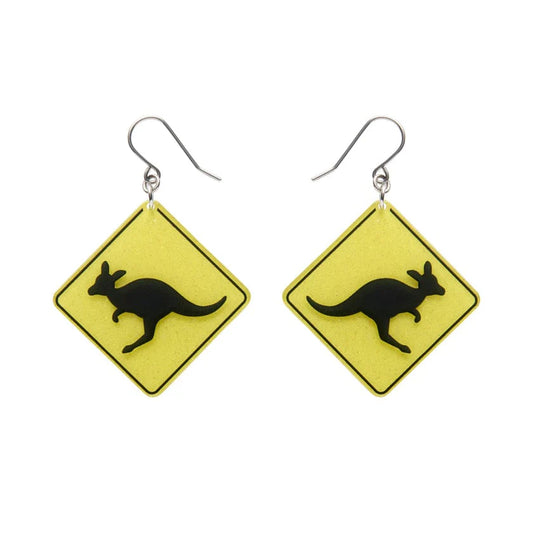 Erstwilder - Kangaroo Sign Drop Earrings - Yellow