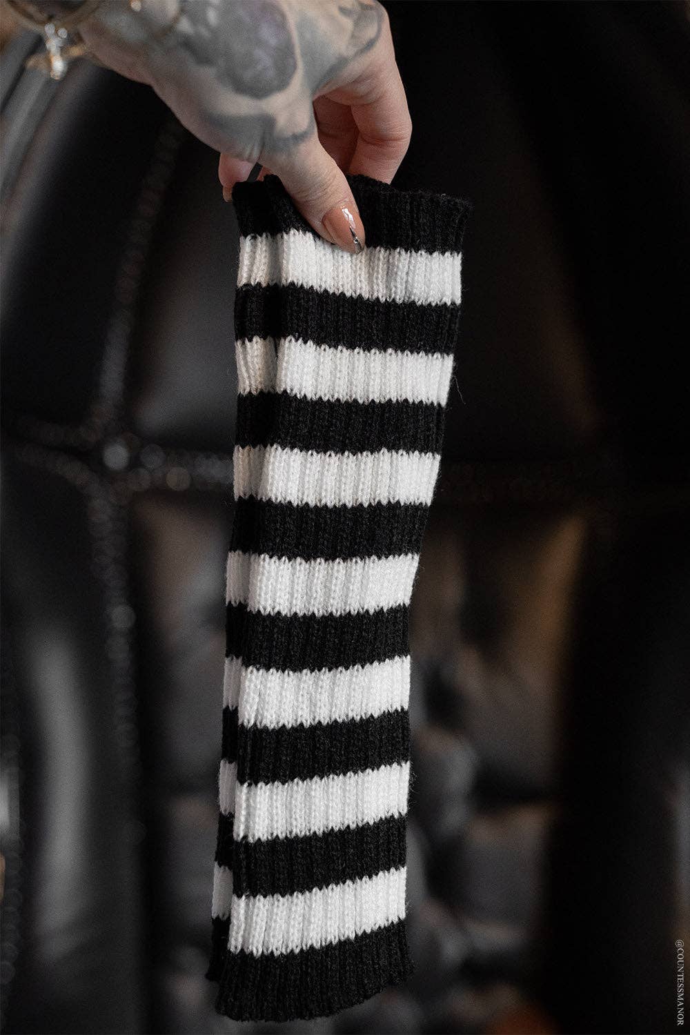 Spooky Striped Arm Warmers [Multiple Colors]: Black/Purple