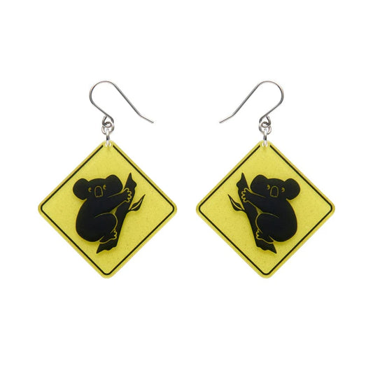 Erstwilder - Koala Sign Drop Earrings - Yellow