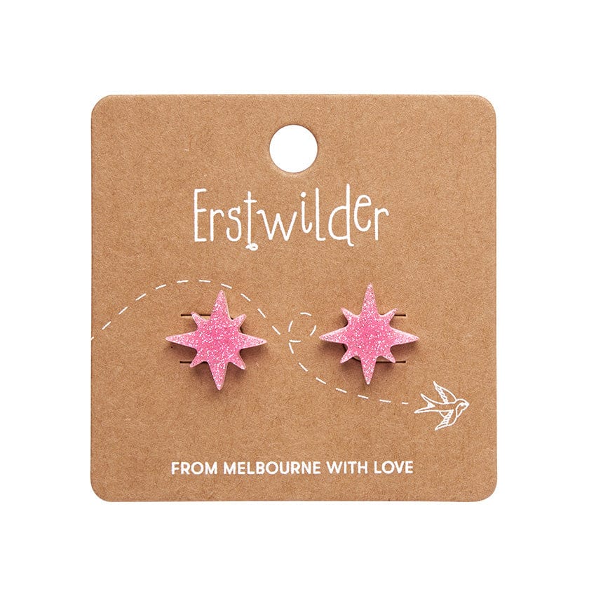 Erstwilder - Atomic Star Glitter Stud Earring - Pink