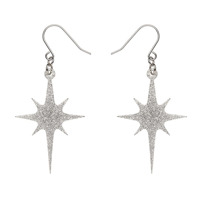 Erstwilder - Atomic Star Glitter Drop Earring - Silver