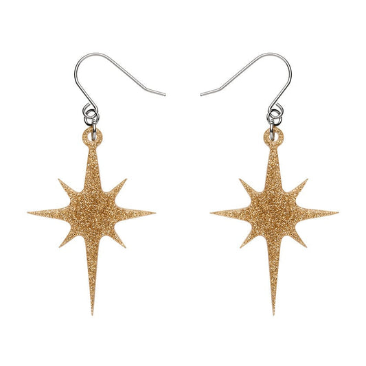 Erstwilder - Atomic Star Glitter Drop Earring - Gold