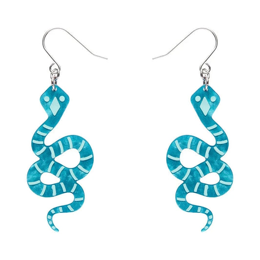 Erstwilder - Snake Textured Resin Drop Earrings - Emerald