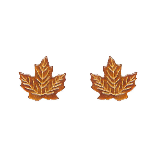 Erstwilder - Maple Leaf Stud Earrings - Orange