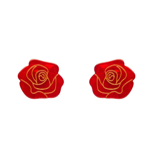 Erstwilder - Eternal Rose Stud Earrings - Red