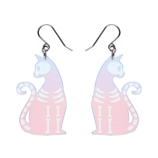 Bone Kitty Drop Earrings - Iridescent