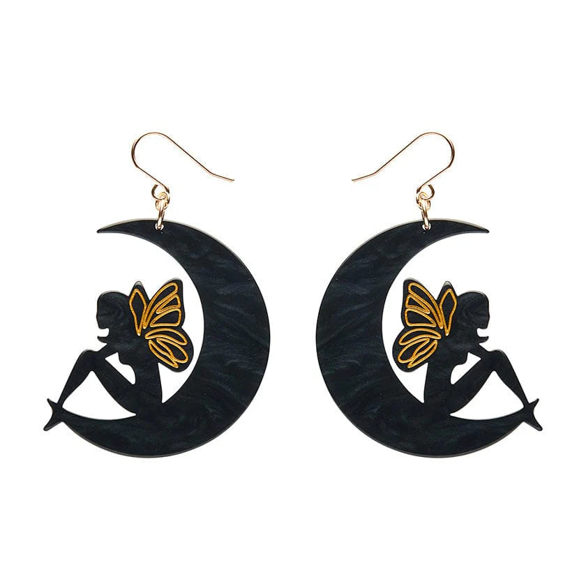 Erstwilder - Fairy Moon Drop Essential Earrings - Black