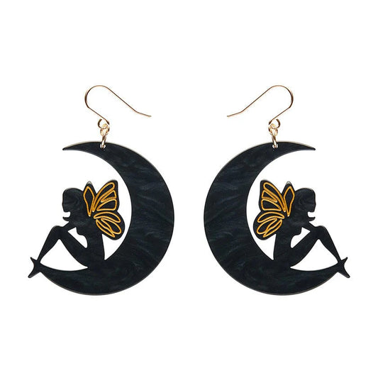 Erstwilder - Fairy Moon Drop Essential Earrings - Black