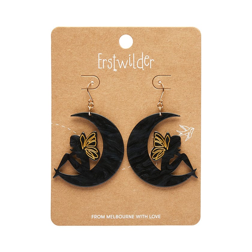 Erstwilder - Fairy Moon Drop Essential Earrings - Black