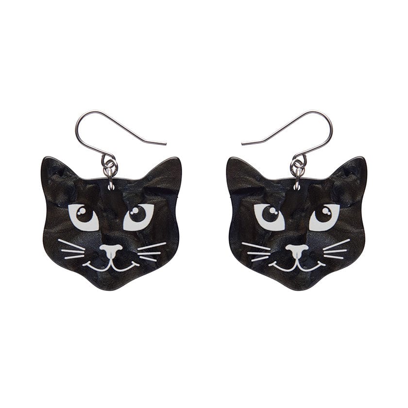 Erstwilder - Black Cat Drop Earrings - Black