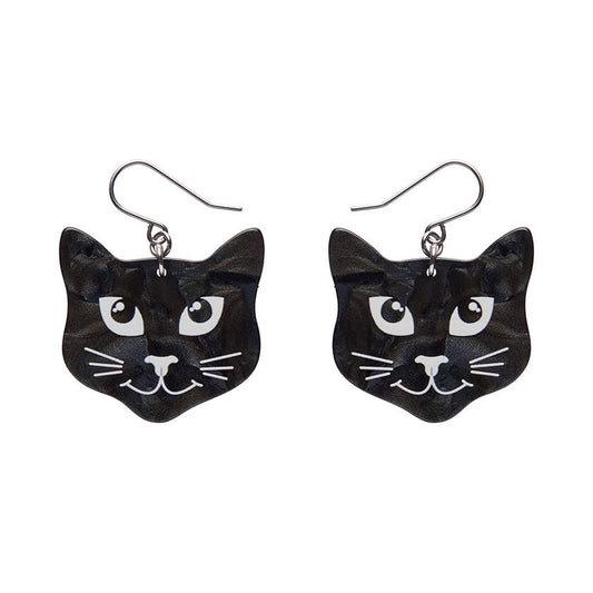 Erstwilder - Black Cat Drop Earrings - Black