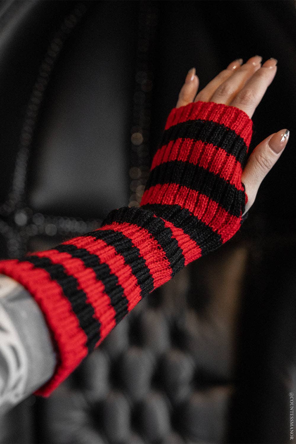 Spooky Striped Arm Warmers [Multiple Colors]: Black/Purple