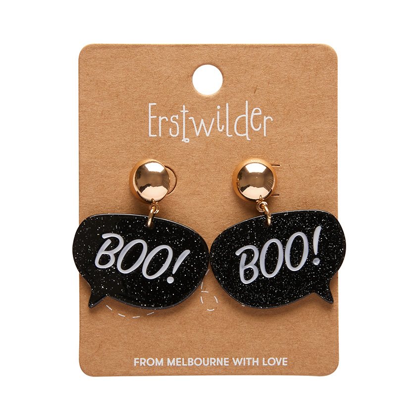 Erstwilder - Boo Glitter Statement Earrings - Black