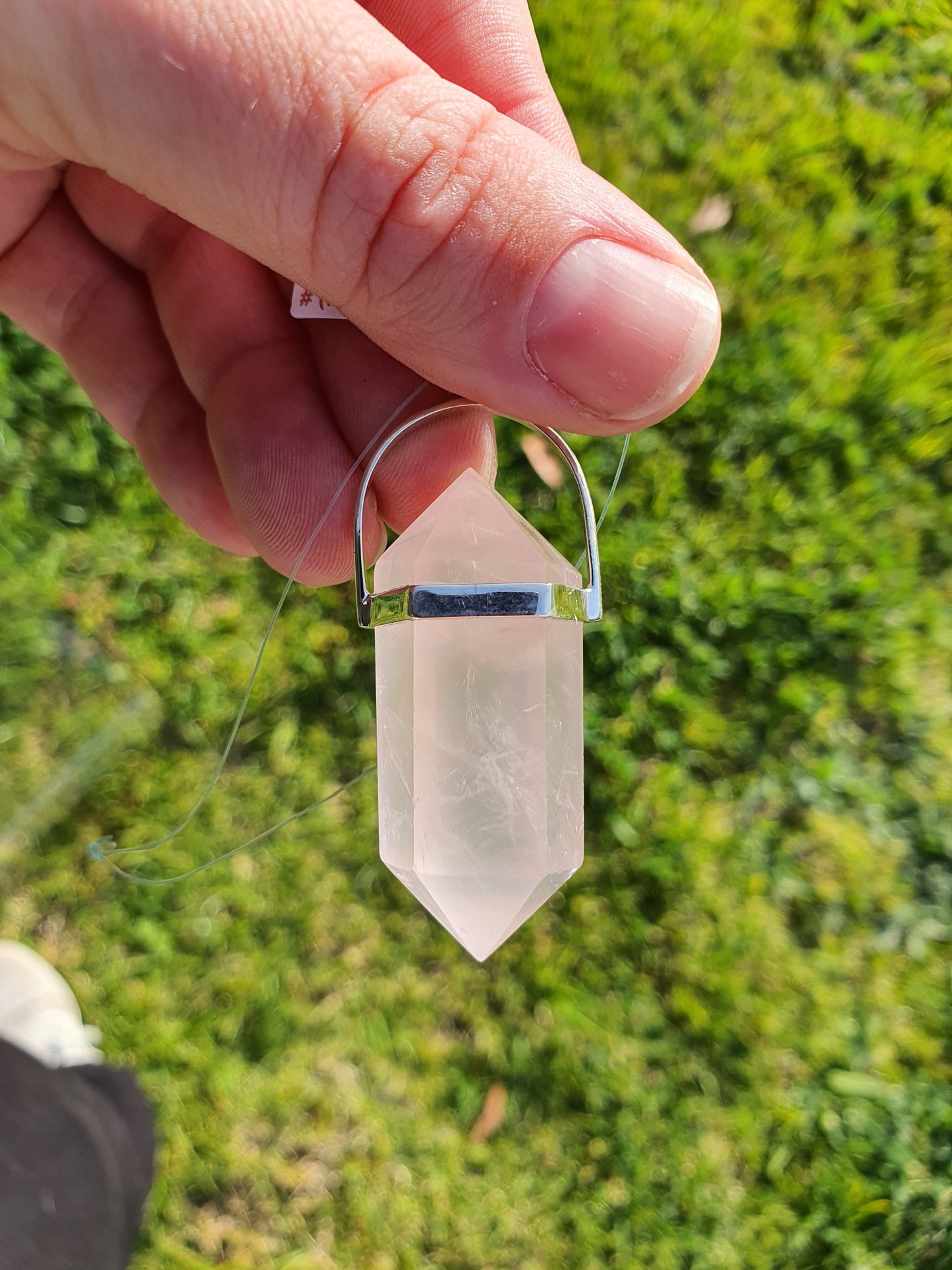 Crystals - Rose Quartz Double Terminated Pendant - Sterling Silver