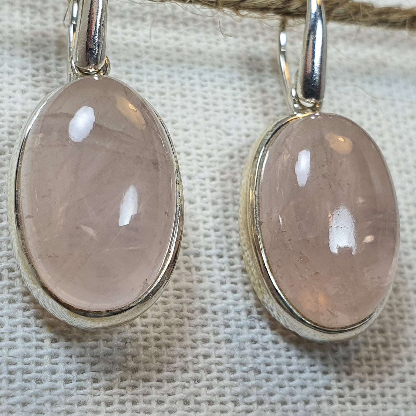 Crystals - Rose Quartz Drop/Hook Earrings - Sterling Silver