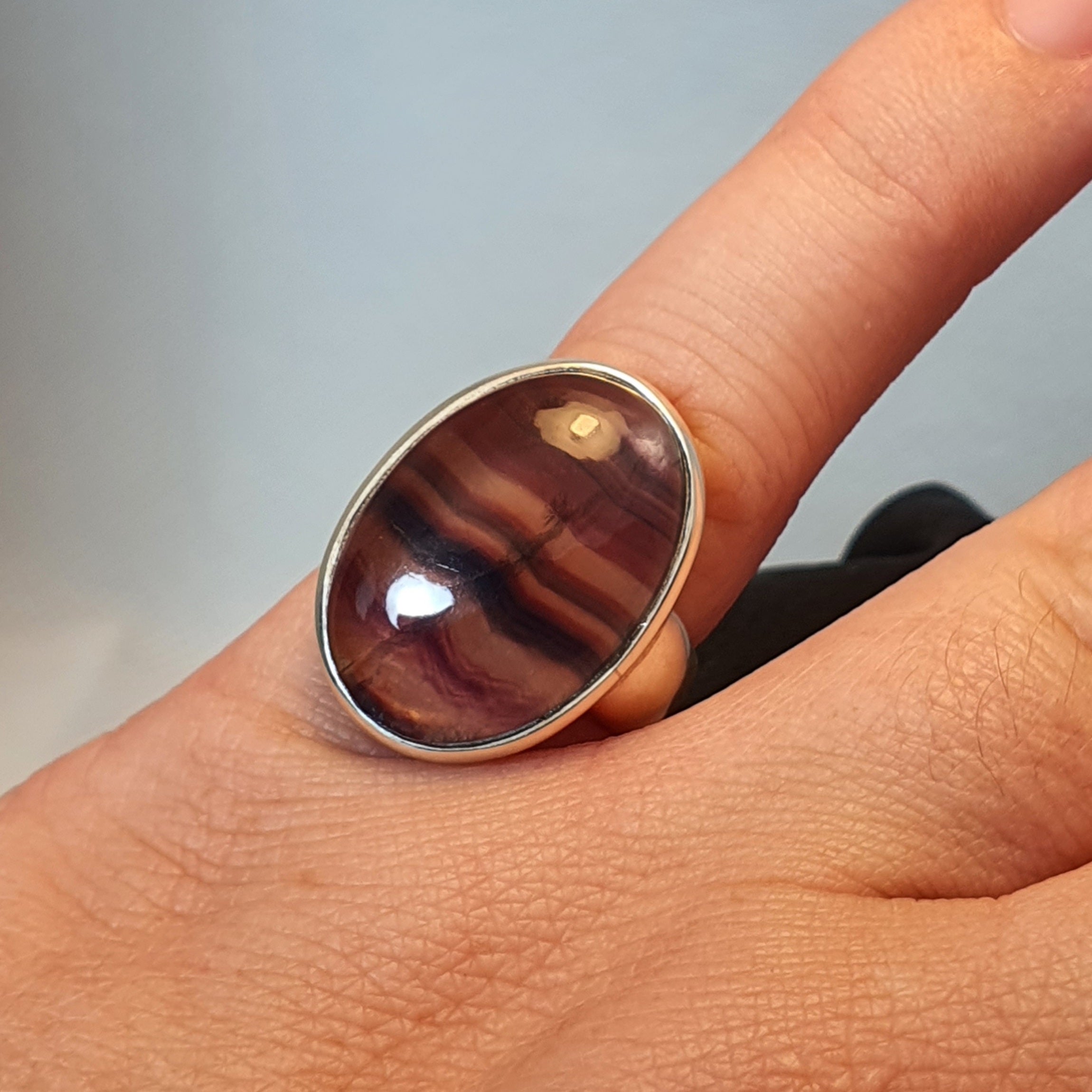 Rainbow fluorite sale ring