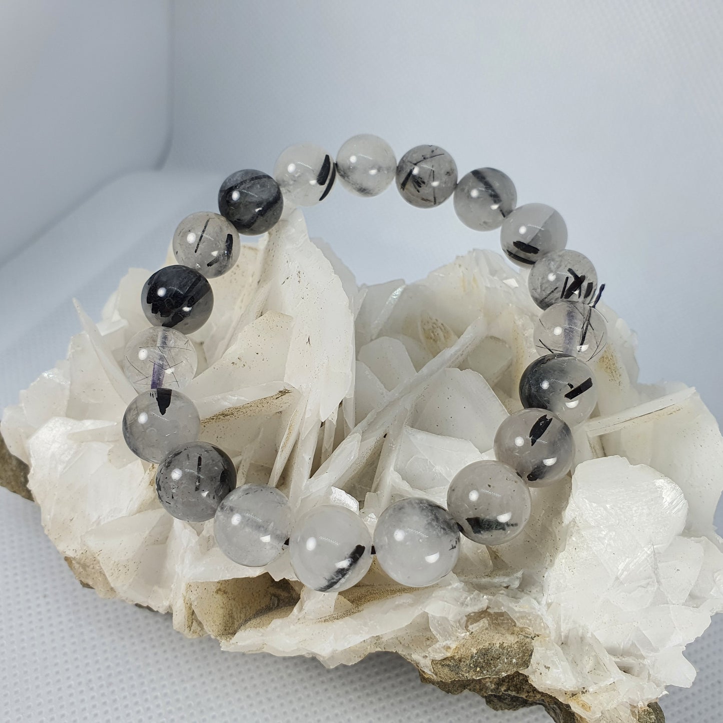Crystals - Tourmalinated Quartz Bracelet (Round Beads)