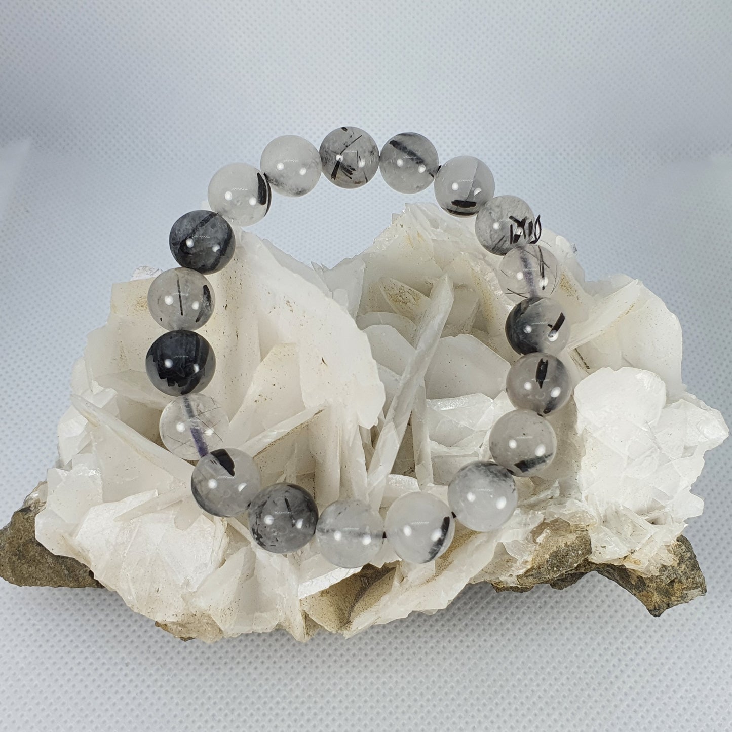 Crystals - Tourmalinated Quartz Bracelet (Round Beads)