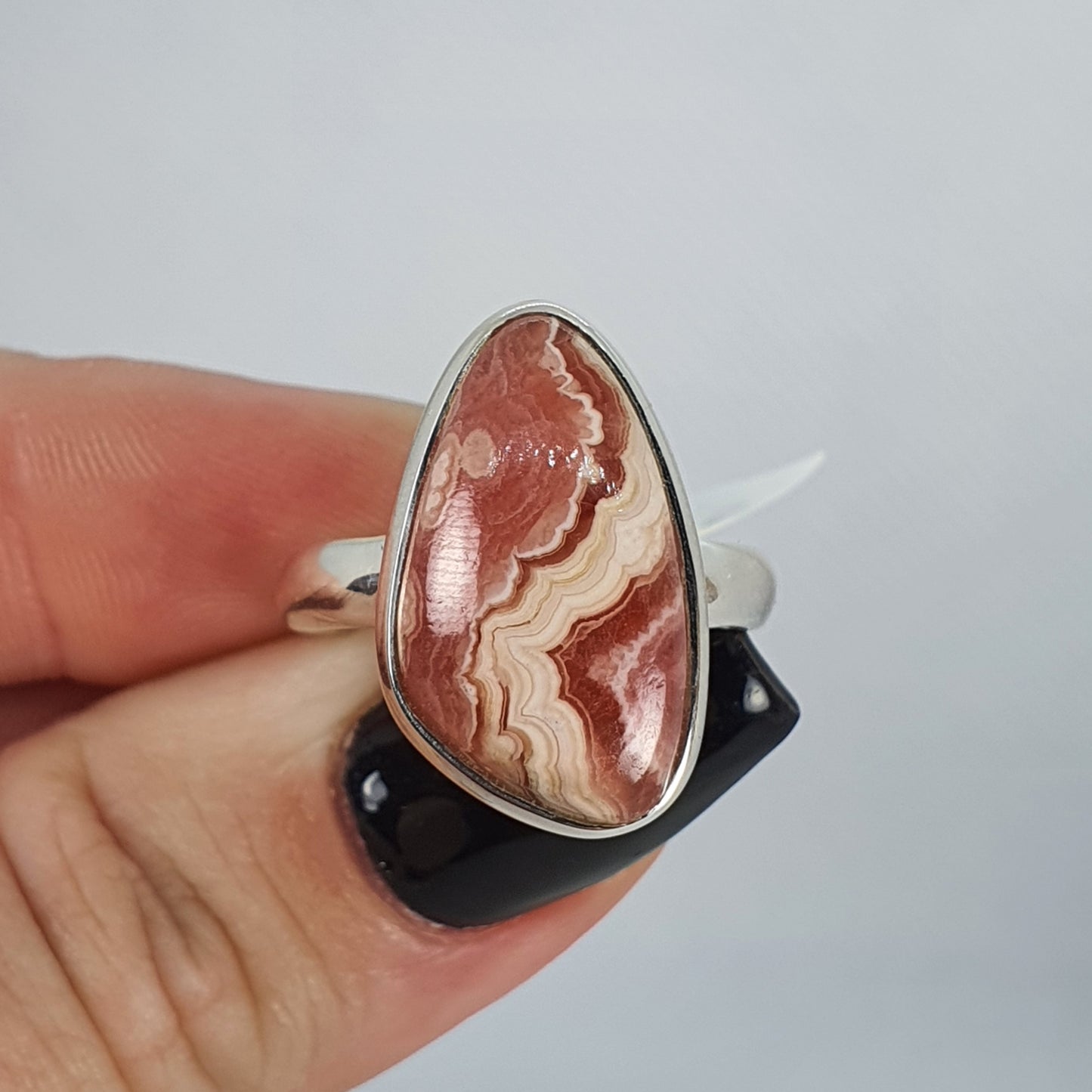 Crystals - Rhodochrosite Ring - Sterling Silver