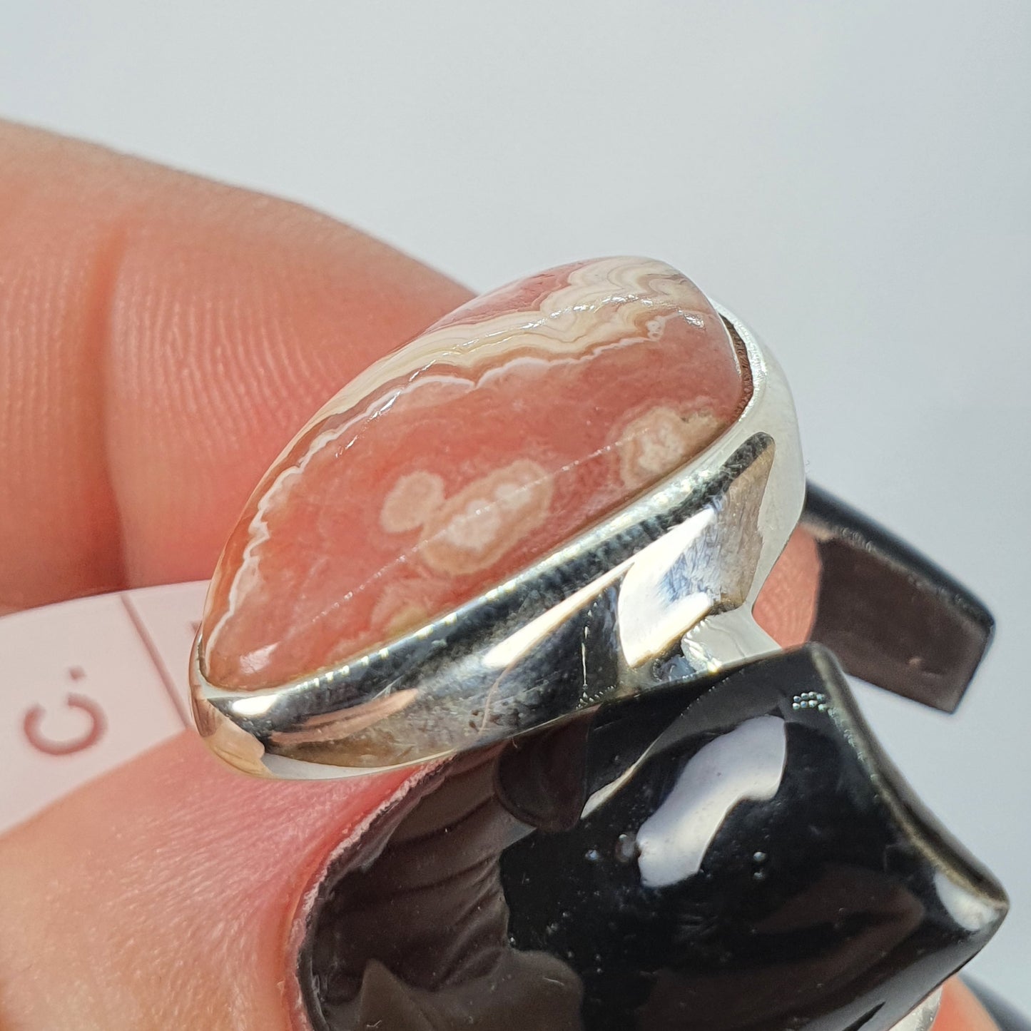 Crystals - Rhodochrosite Ring - Sterling Silver
