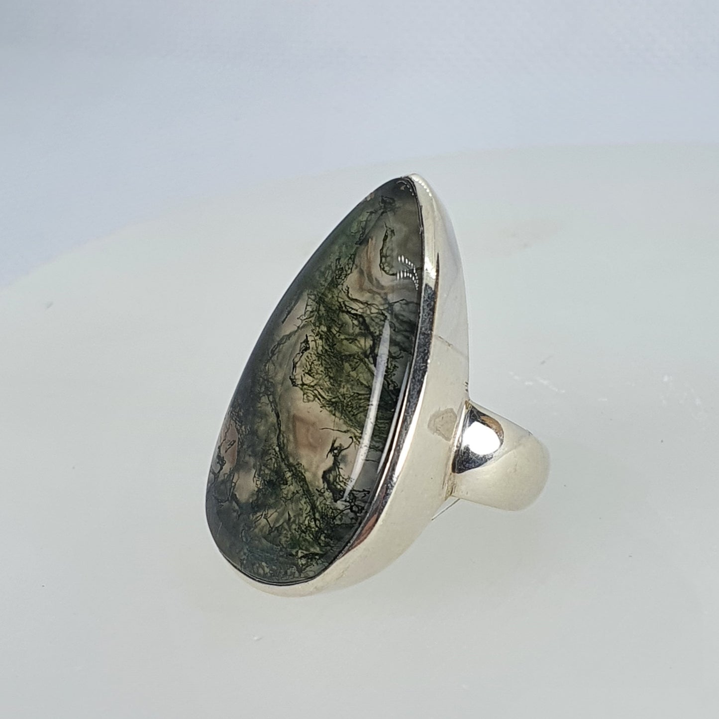 Crystals - Moss Agate Ring - Sterling Silver