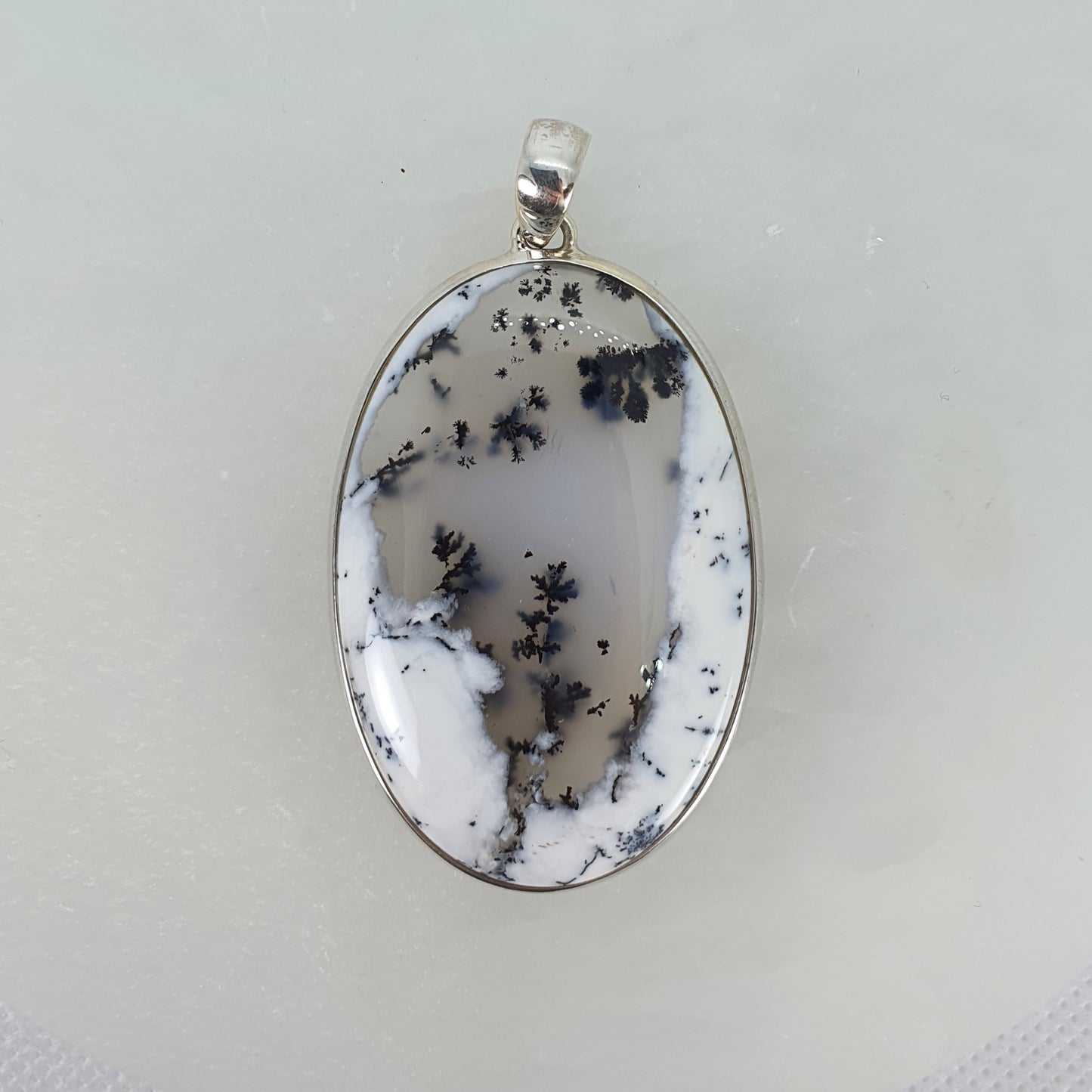 Crystals - Dendritic Opal (Merlinite) Pendant - Sterling Silver