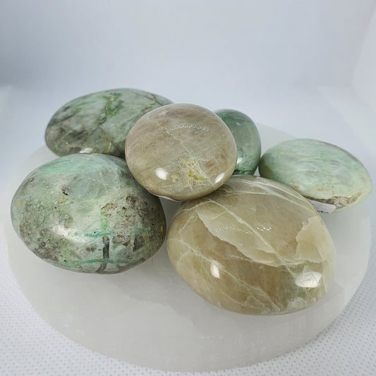 Crystals - Green Moonstone (Garnierite) Palm Stone