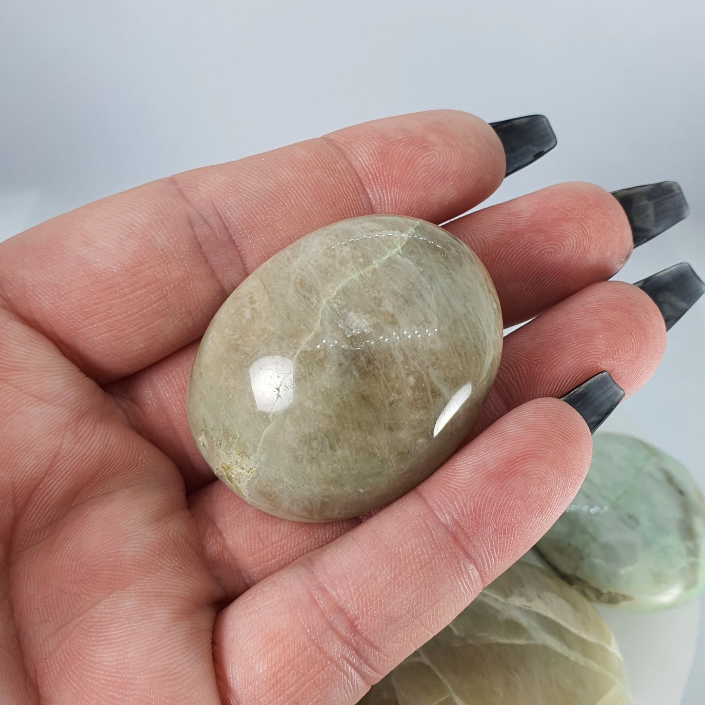 Crystals - Green Moonstone (Garnierite) Palm Stone