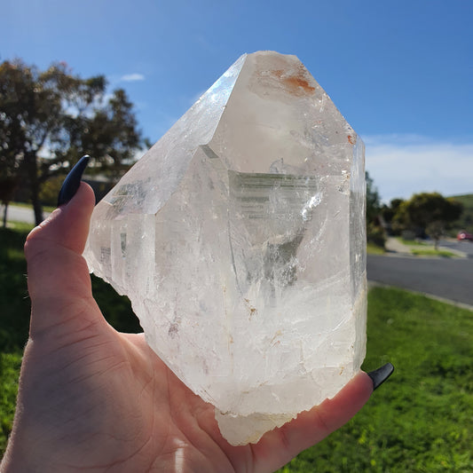 Crystals - Clear Quartz Huge Natural Point with Memory Keepers