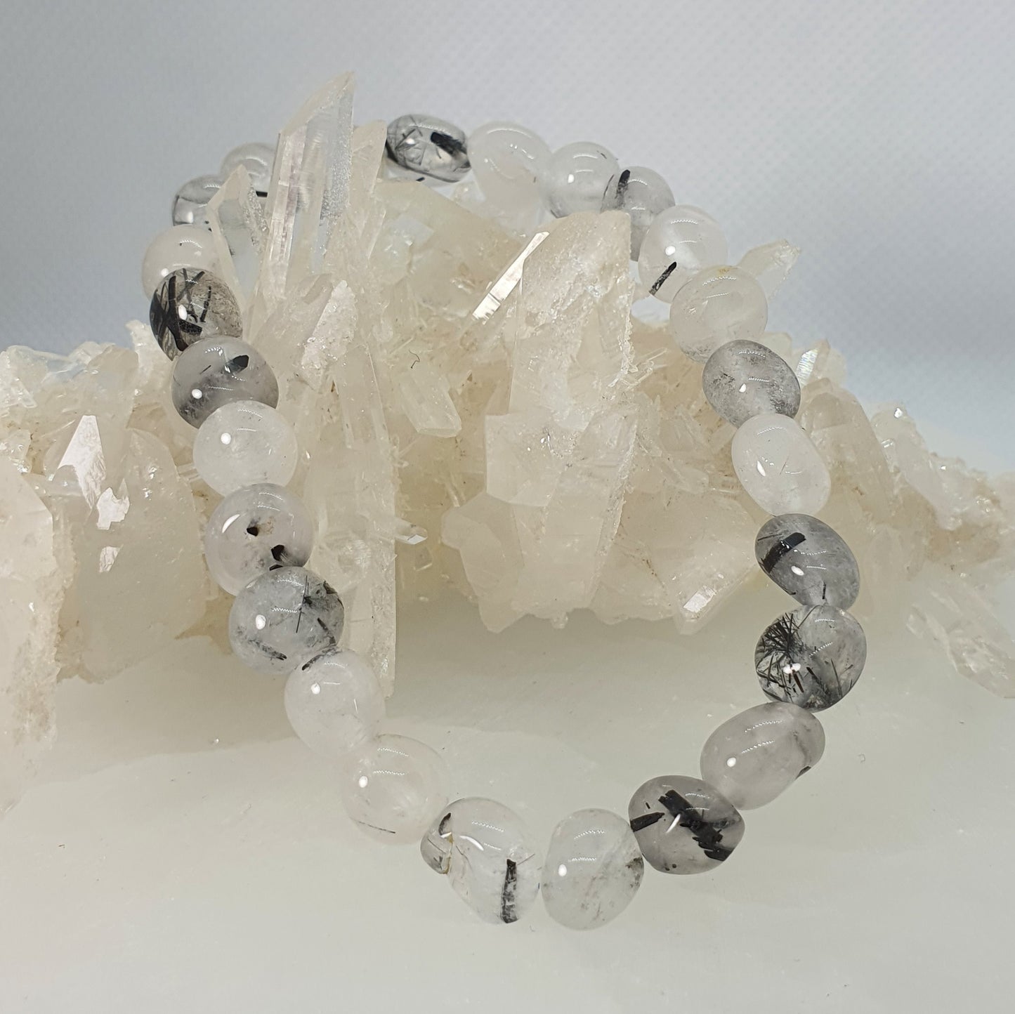 Crystals - Tourmalinated Quartz Bracelet (Tumbled Beads)