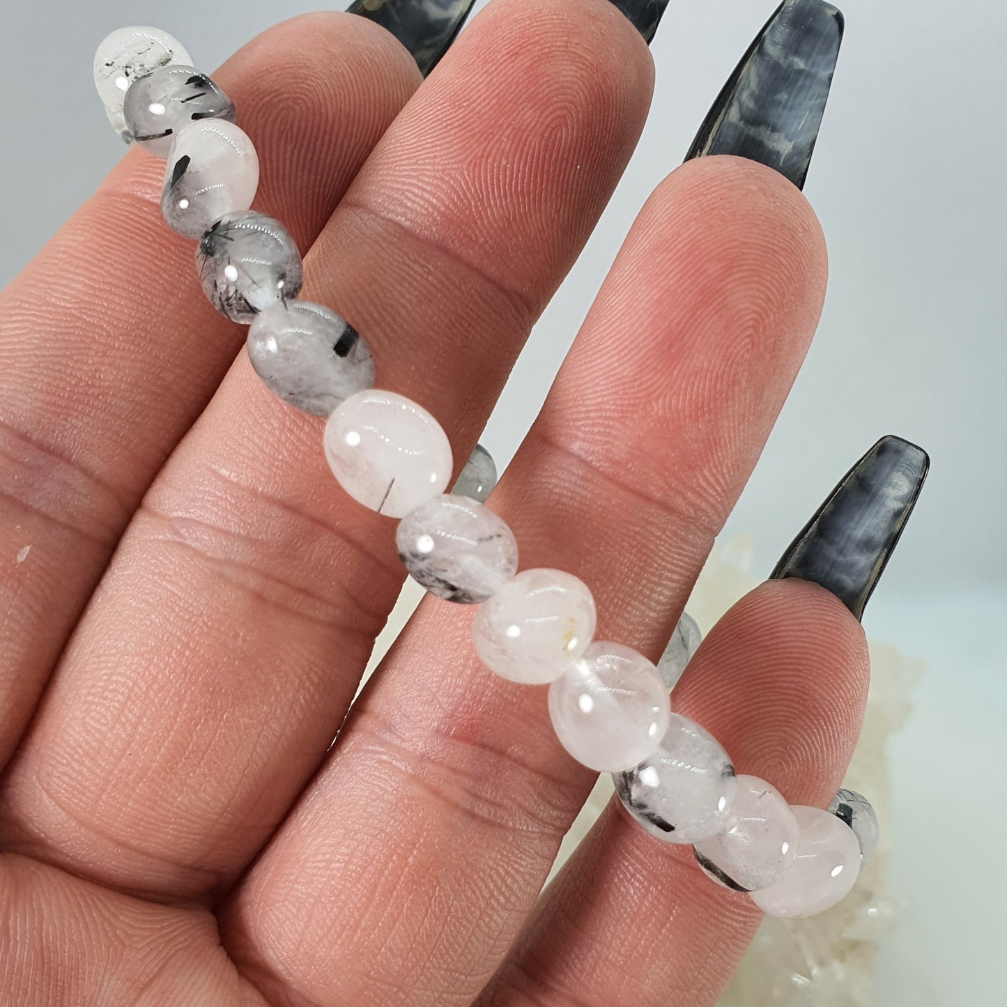 Crystals - Tourmalinated Quartz Bracelet (Tumbled Beads)